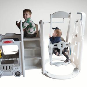 grey bus slide and swing kicks n giggles party hire equipment waiuku kicks and giggles bouncy castles auckland