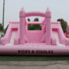 Pink double slide bouncy castle